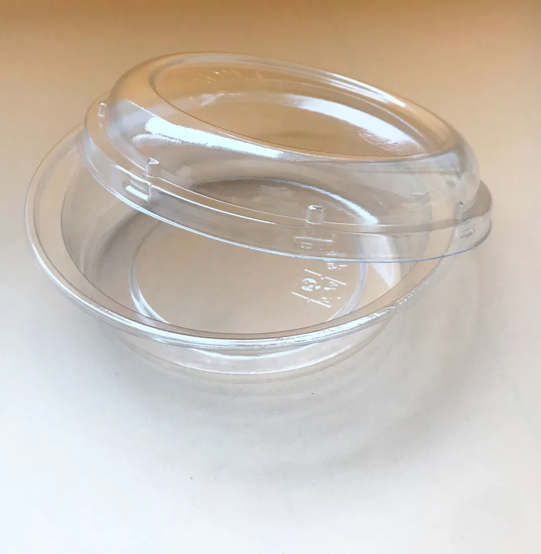 Transparent Round Bowl Food Packaging Tray Plastic Fruit Salad Packing Tray With Lid