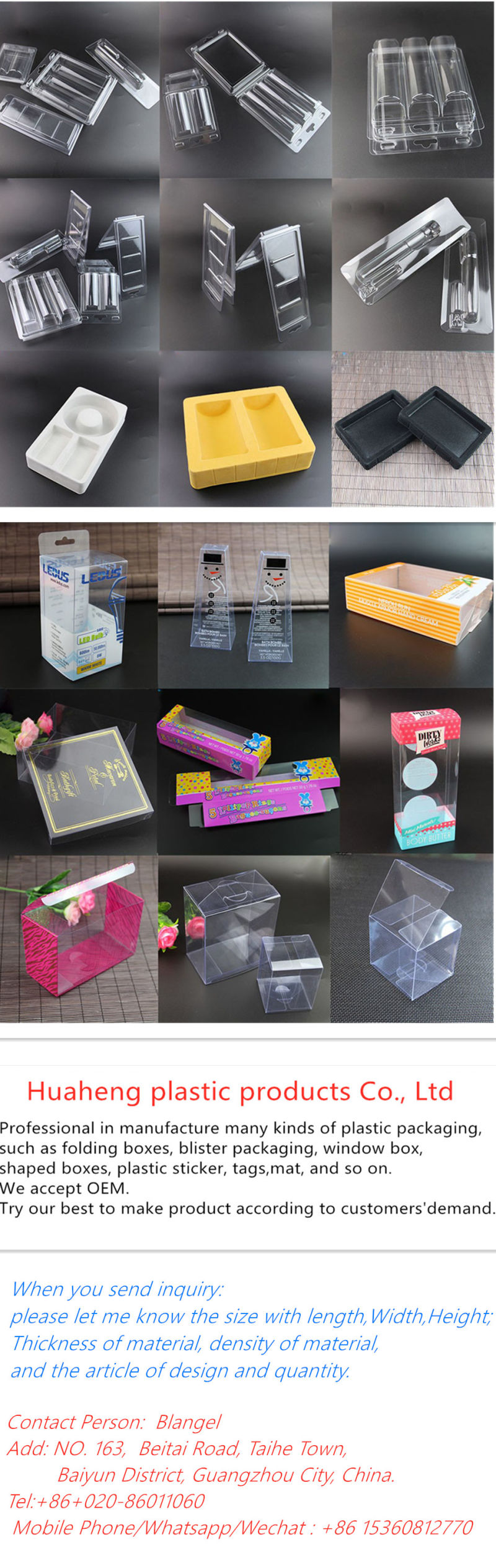 PVC PET Transparent Plastic Blister Packing Tray Custom Cosmetic Packaging Box