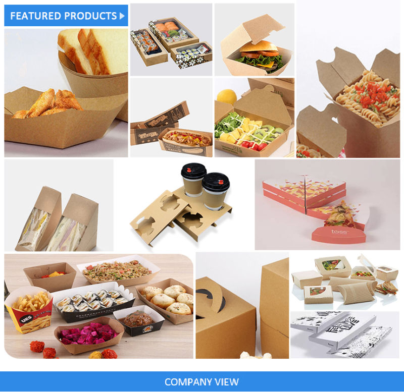 Biodegradable Corrugated Cardboard Food Package Boat Shape Tray for Serving Food