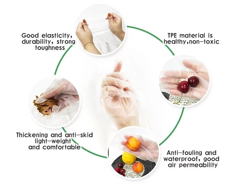 Disposable Plastic Gloves TPE Gloves for Eating Cleaning Dish Washing