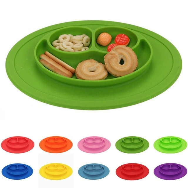 Silicone Plate Kids Placemat Baby Bowl Childrens Plate Set