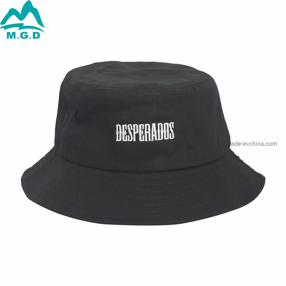 Wholesale Cheap Fashion Custom Designer Cotton Black Women Men Plain Summer Bucket Hat with Embroidered Logo