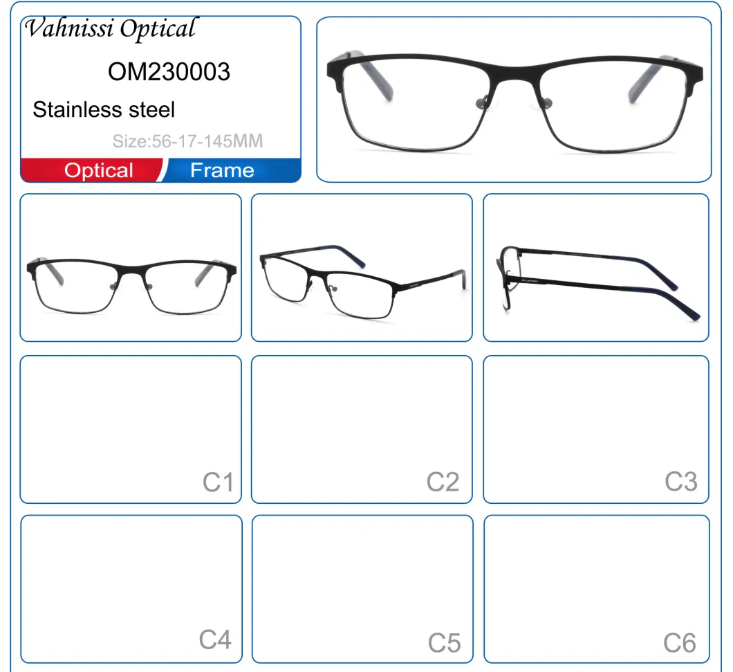 Customized Brand Rectangle Metal Alloy Mens Eyeglasses