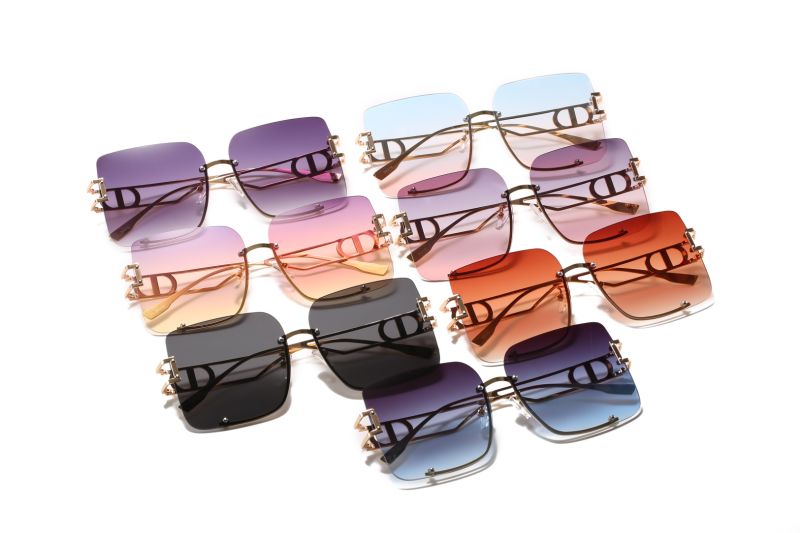2020 No MOQ Half Frame UV400 Ocean Lens Metal Fashion Sunglasses