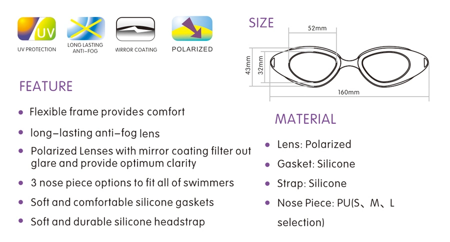 FDA Certificated Swimming Glasses UV Protection Swim Eye Wear Anti-Fog Swimming Eye Glasses