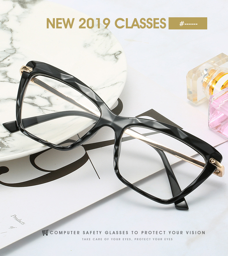 Ready Stock 2020 Amazon Hot Sale Cat Eye Style PC Square Anti Blue Light Women Stylish Optical Glasses Frames