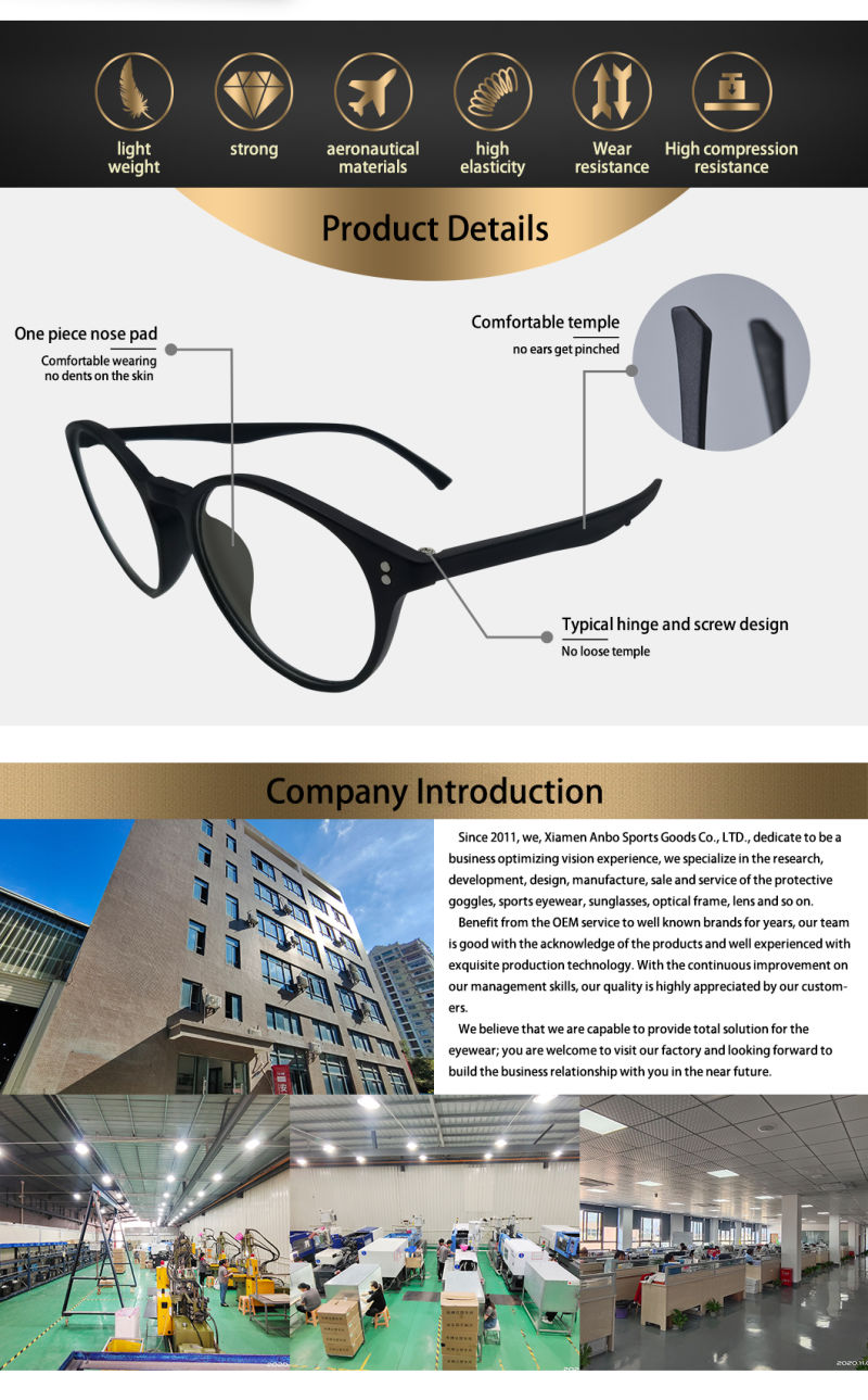 Optical Spectacle Frames Silicone Nose Pad Tr90 Adult Rectangular Eyewear