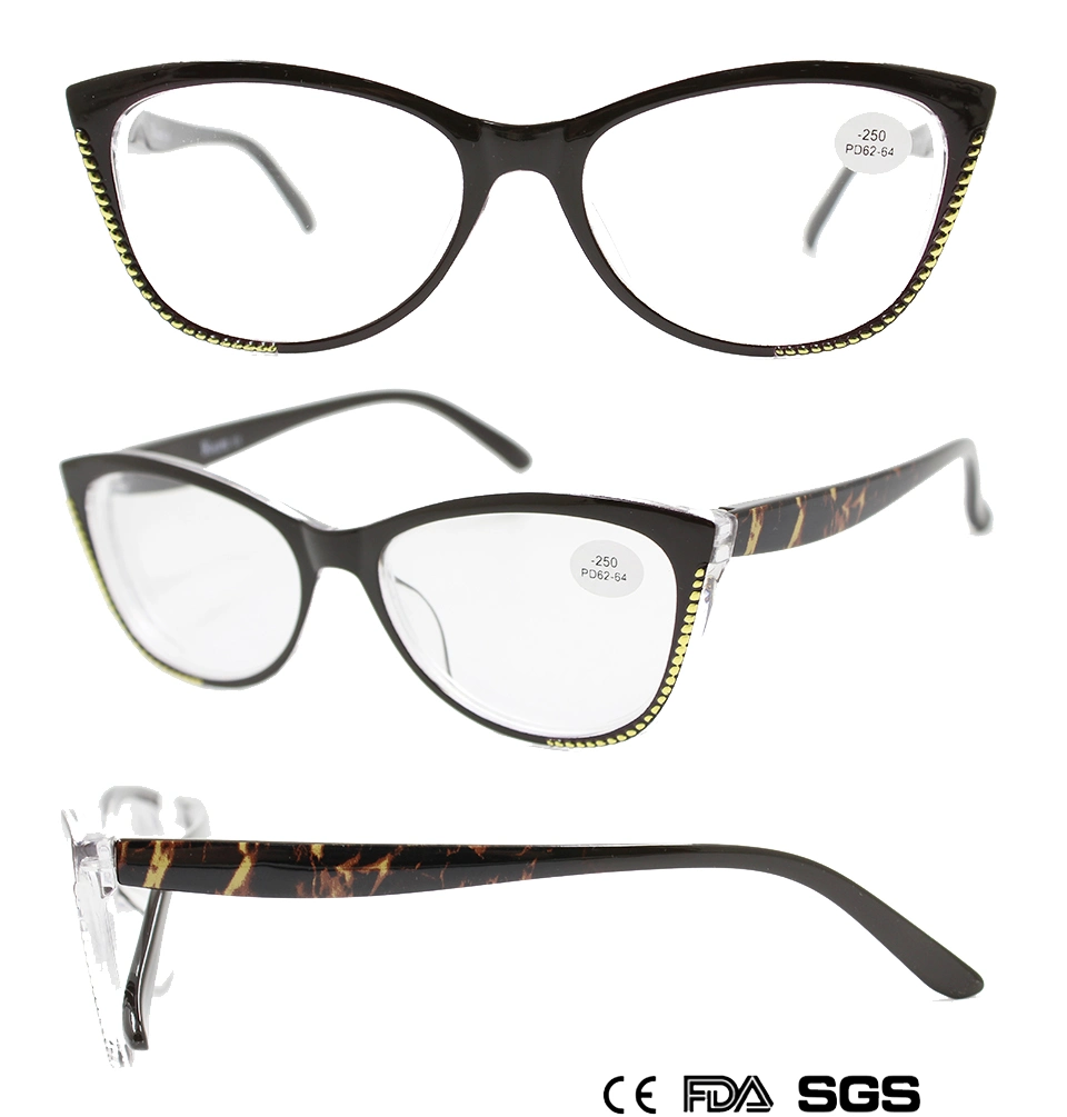 Lady's Plastic Cat-Eye Reading Glasses with Paper Transfer (WRP8100192)