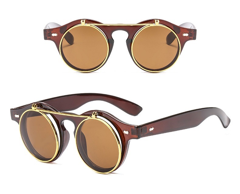 Women Sunglasses Retro Steampunk Clamshell Designer Trend Eyewears