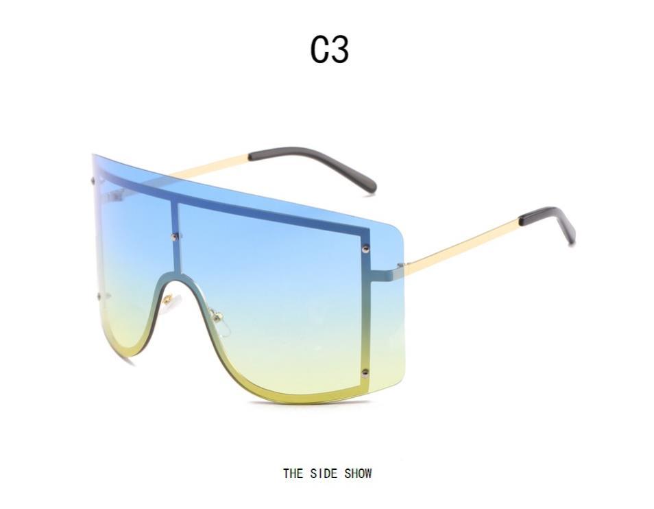 2021 Fashion Women Sunglasses Oversize Eyewear Big Frame Square Women One-Piece Sunglasses