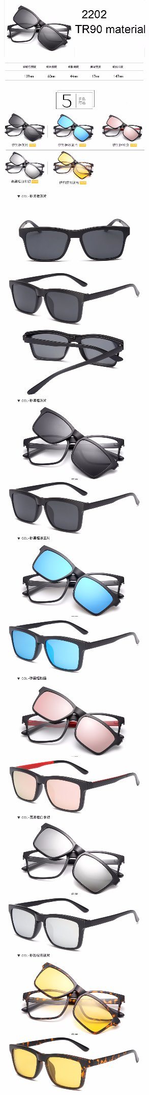 Promotional Tr90 Frame Magnetic Clip on Sunglasses with Polarized Lens