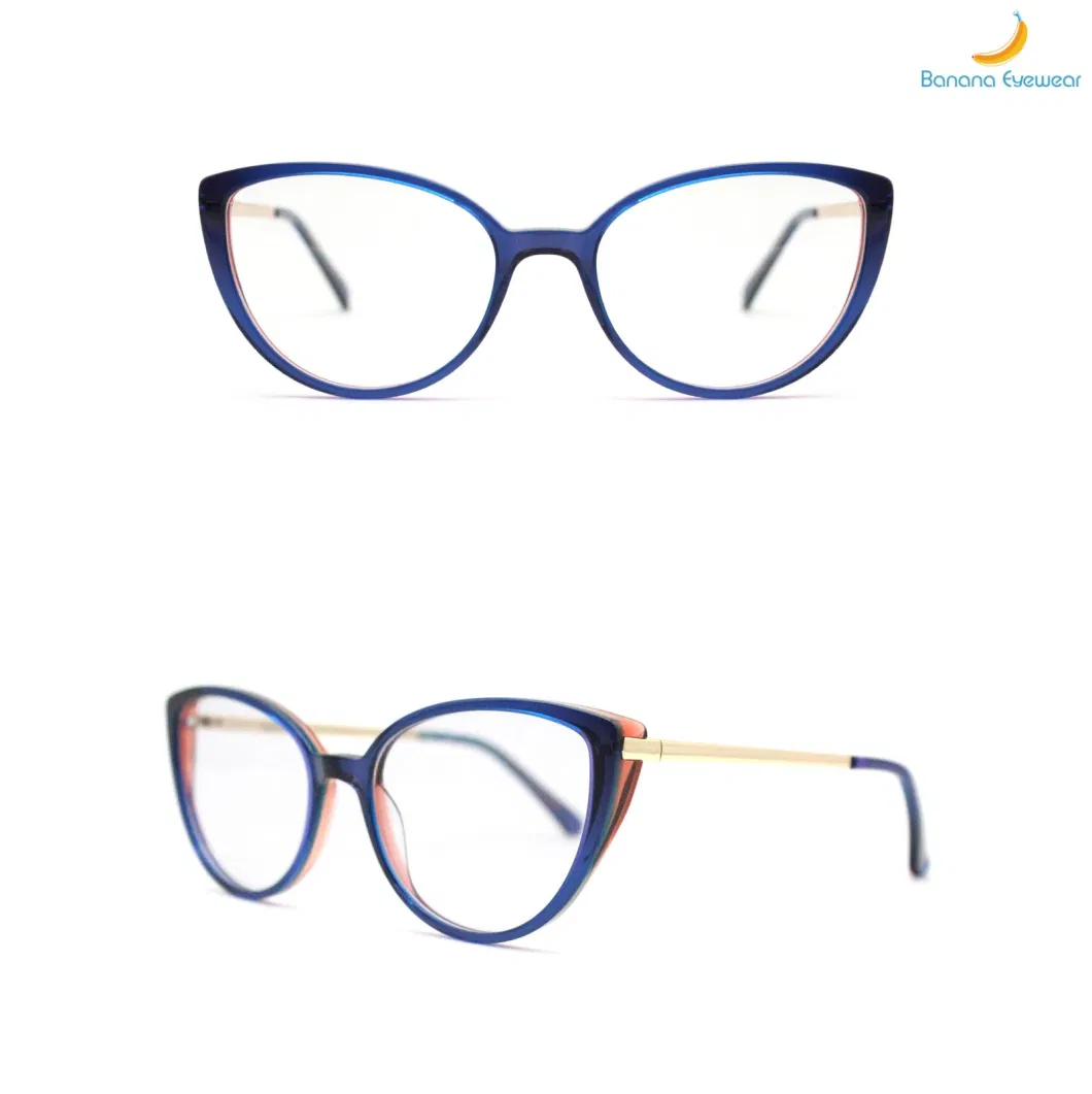 Latest Design Lady Cat Eye Acetate Frame Optical Anti-Blue Light Eyewear