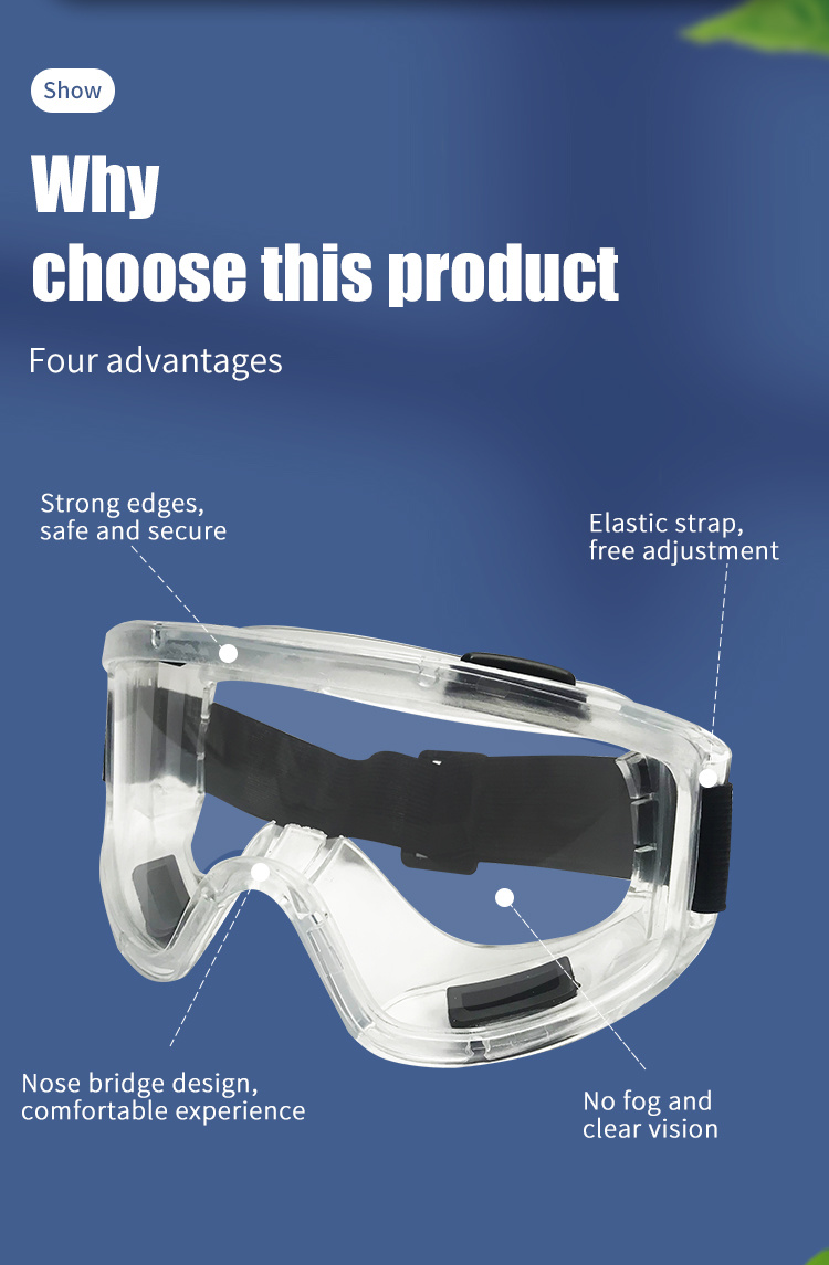 Anti-Shock and Splash-Proof Blue Protective Goggle