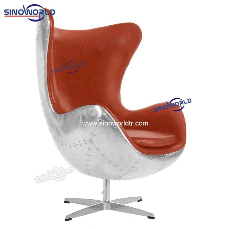 Replica Arne Jacobsen Fiberglass Shell Aluminum Aviator Swivel Egg Pod Chair