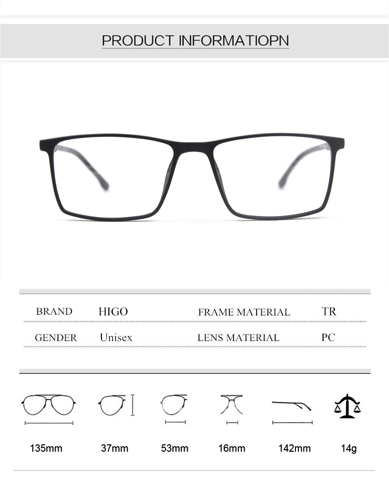 Modern Tr Optical Eyewear Square Spectacle Frame Men's Optical Glasses