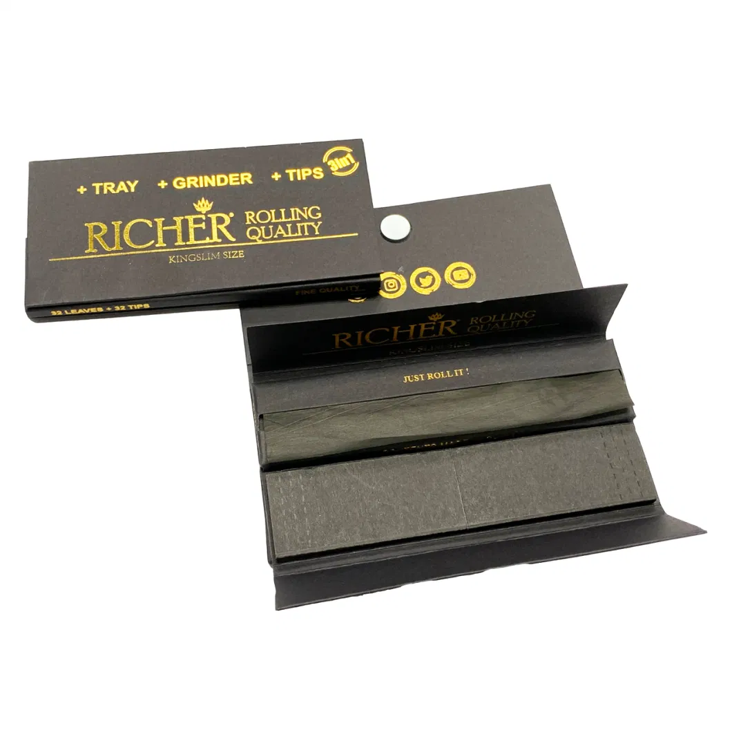 Custom Black Package Black Rolling Paper Black filter Tips All in One Type
