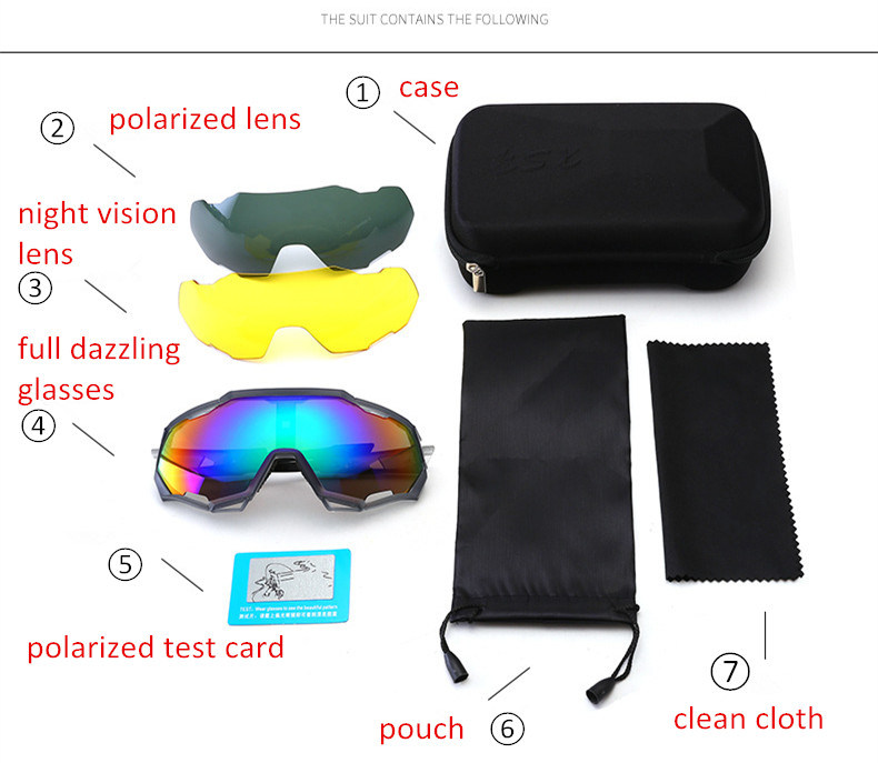 Super Outdoor Sports Cycling Glasses Dazzling Windproof Polarized Sunglasses with Set