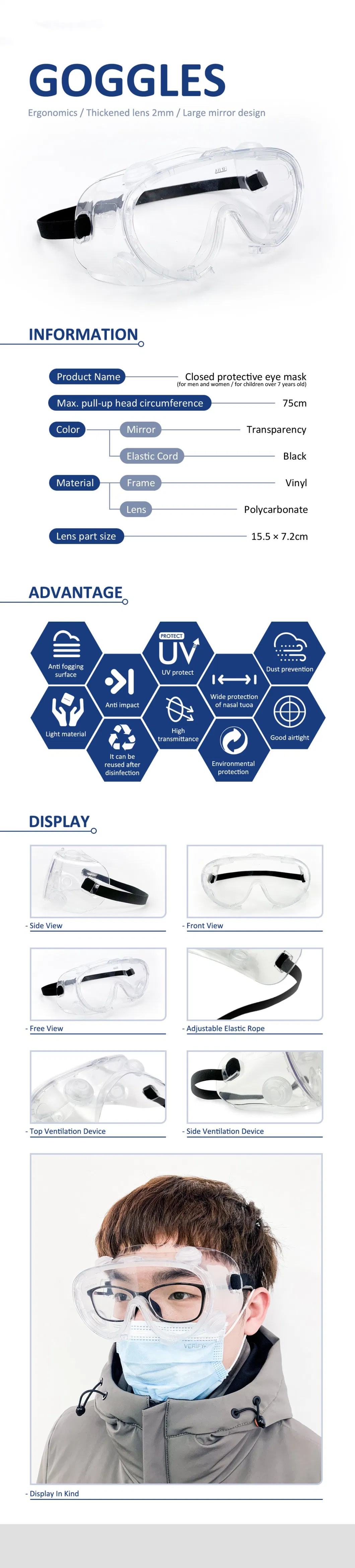 Safety Protective Googles Safety Eyeglasses Prevent Dust Droplets Protection Eyeglasses