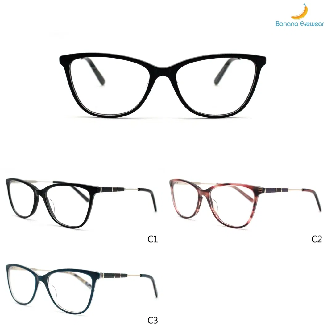 Trend Cat Eye Metal Anti-Blue Light Acetate Optical Woman Eyewear