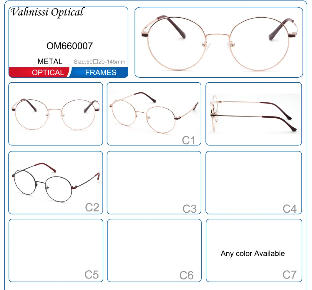 2020 Shenzhen Quality Retro Metal Optical Eye Wear Glasses for Women