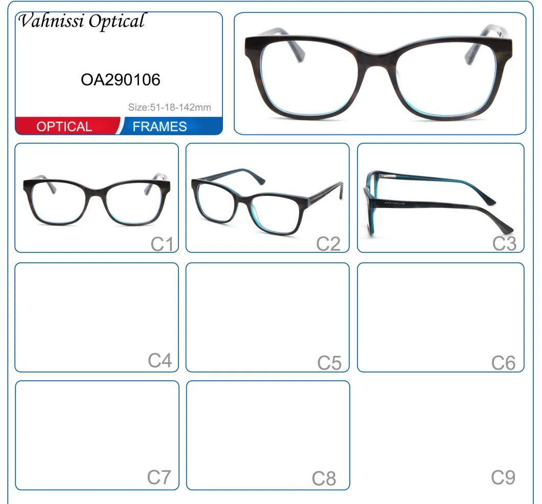 2021hot Sale Square Design Brand Acetate Custom Made Eyeglasses Frames