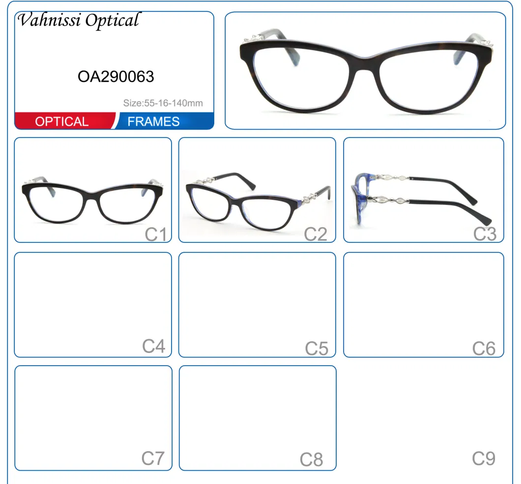 2020 Cat Eye Glass Design Brand Diamond Acetate Glasses Frame for Women