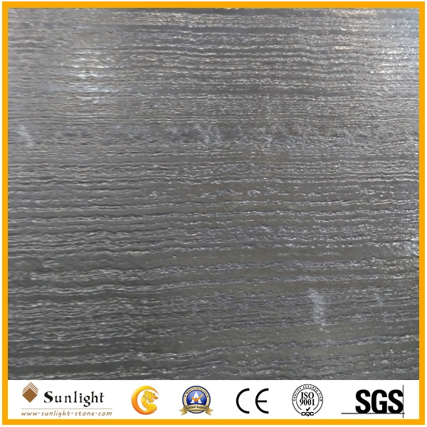 New Marble Slabs, Hot Sell Ink Black Polished Black Wooden Marble, Leather Surface Black Marble