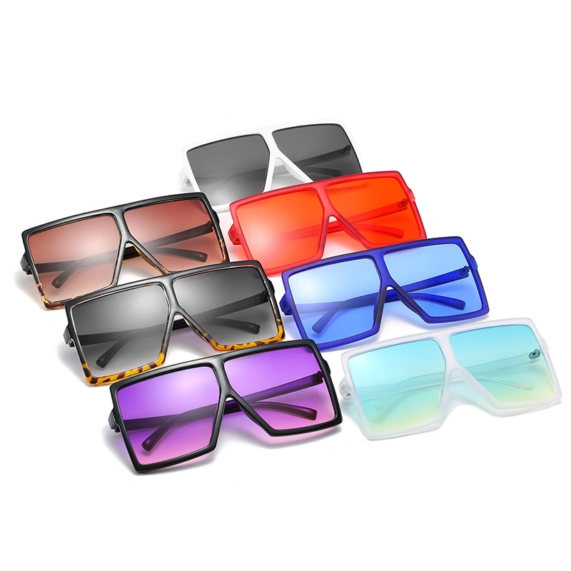 2021 Plastic Big Square Frame Oversized Colorful Custom Fashion Sunglasses