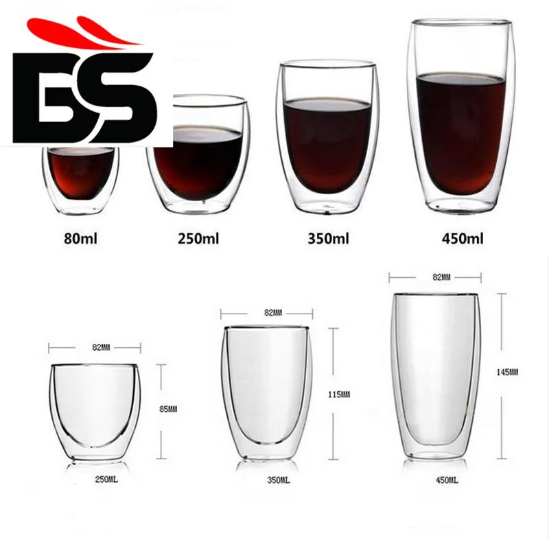 Factory Supply Glass Cups Tea Cup Coffee Cup Manufacturers Insulated Borosilicate Coffee Double Wall Glass Cup