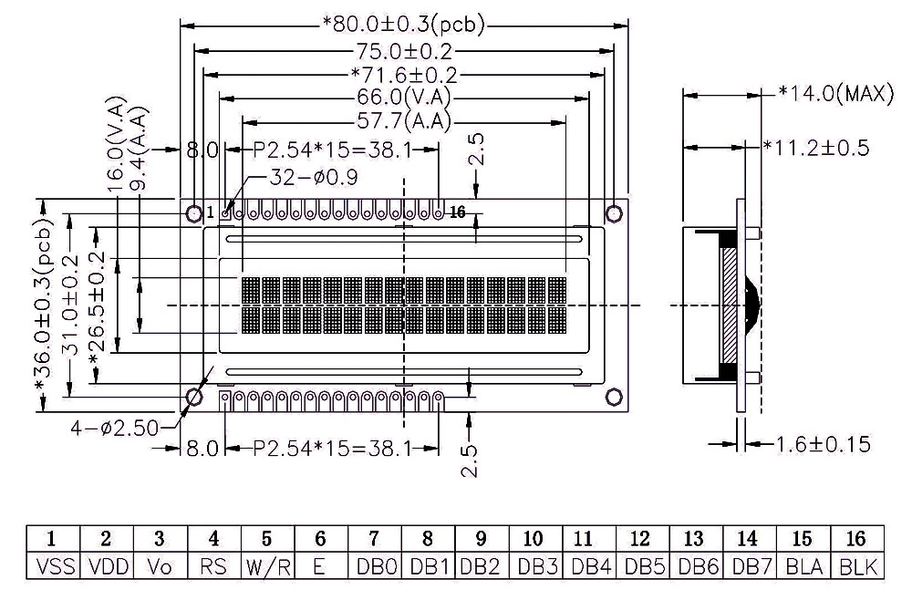 LCD Screen Manufacturers 1602 LCD Module 2.5 Inch 16X2 Yellow-Green Character Display