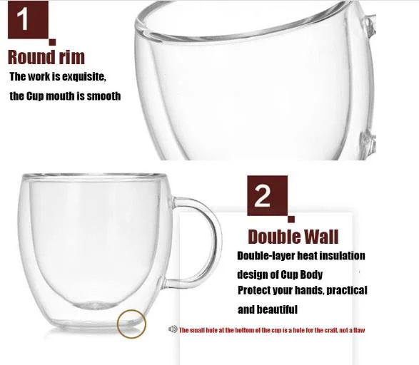 Factory Supply Glass Cups Coffee Cup Manufacturers Insulated Borosilicate Coffee Cup Double Wall Glass Cup