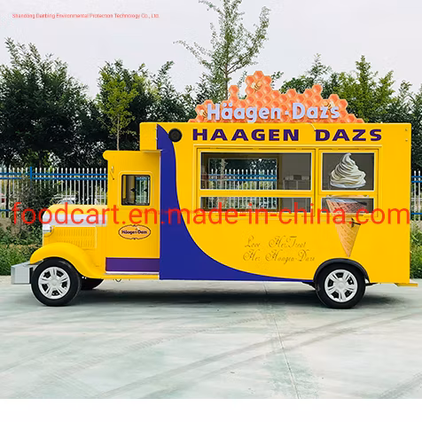 Square Top Outdoor Ice Cream Fast Food Truck/Mobile Food Truck/Coffee Truck/Vending Cart