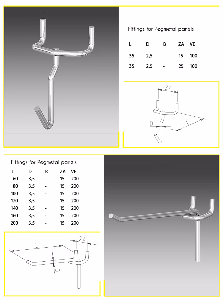 Wholesale Metal Display Pegboard Hooks with Price Tag