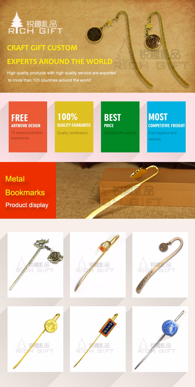 Promotional Custom Mass Metal Different Shapes Bookmarks