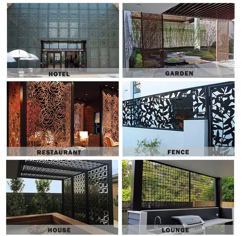 Laser Cut Metal Outdoor Screen Restaurant Room Divider Metal Screen