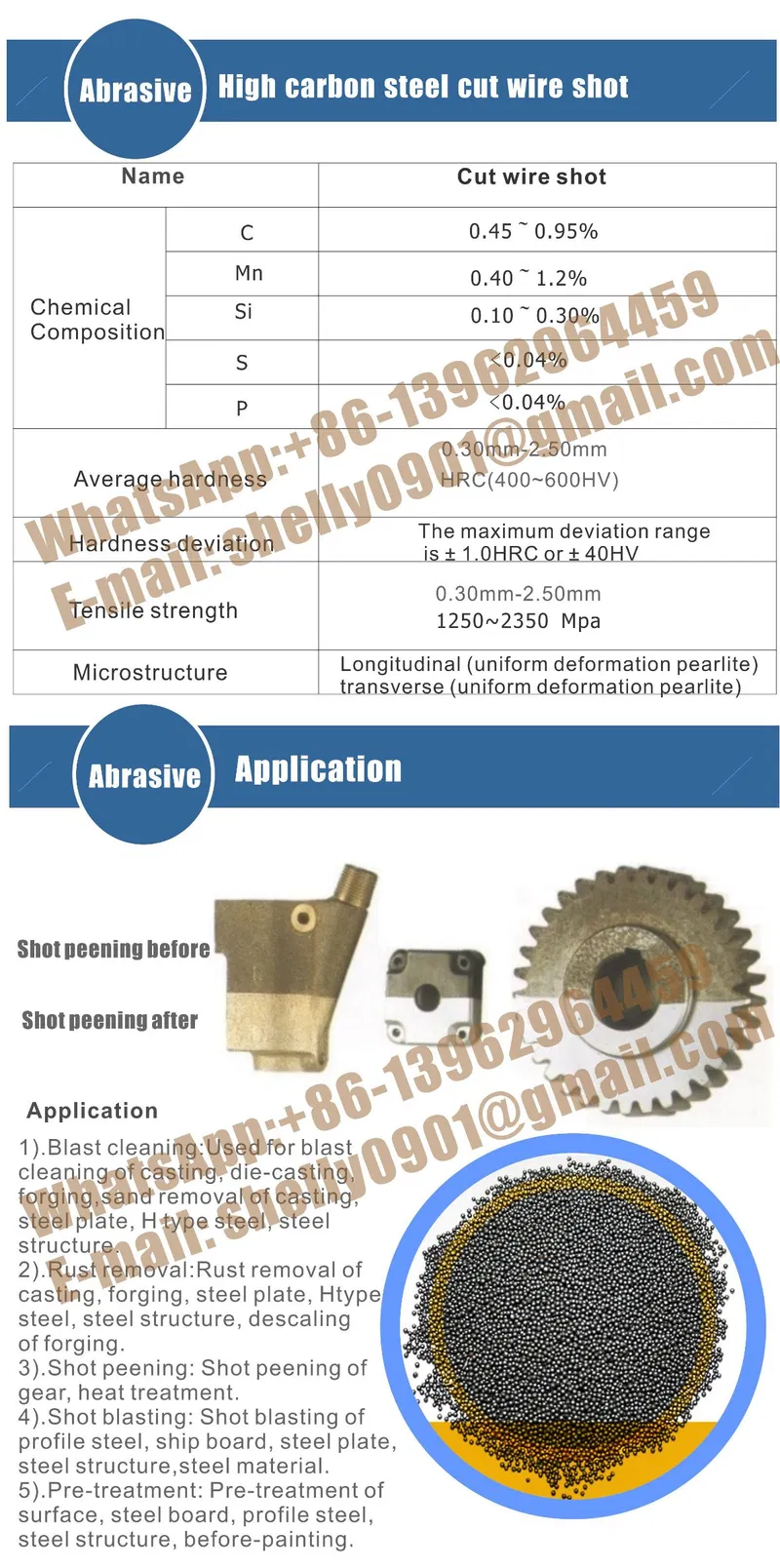 Carbon Steel Cut Wire Abrasive/ Cut Wire Shot / Steel Shot / Steel Grit / Abrasive