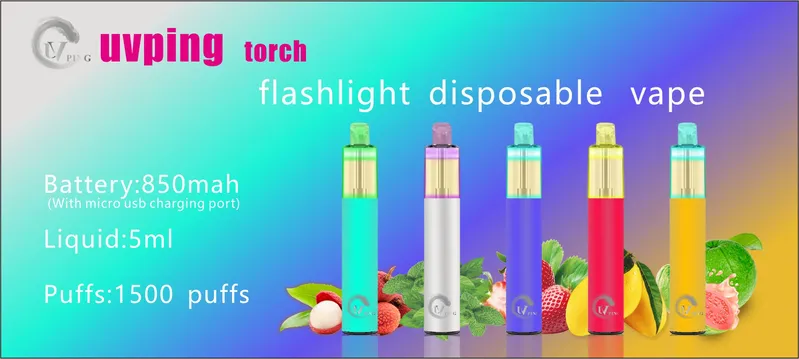 Uvping Torch Flashlight Disposable Vape LED Rechargeable Ecig Wholesale OEM