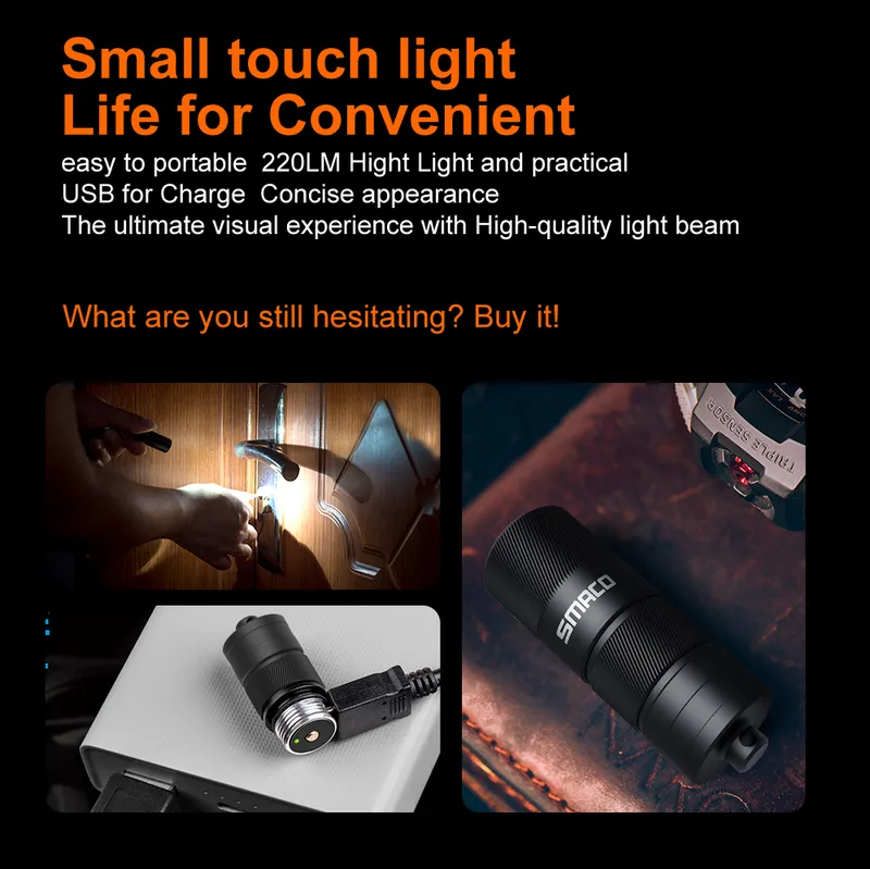 Mini Portable Torch Finger Size Outdoor Campfire Flashlight