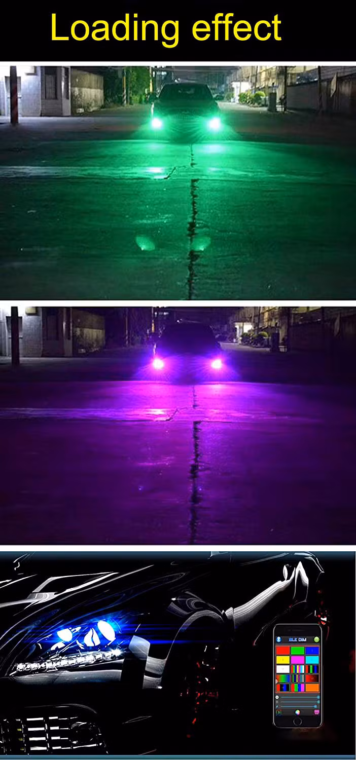 Music Control Colorful Aurora RGB LED Headlight 1+1 Design H7 H11 H4 Mini LED Car LED Bulb Headlight