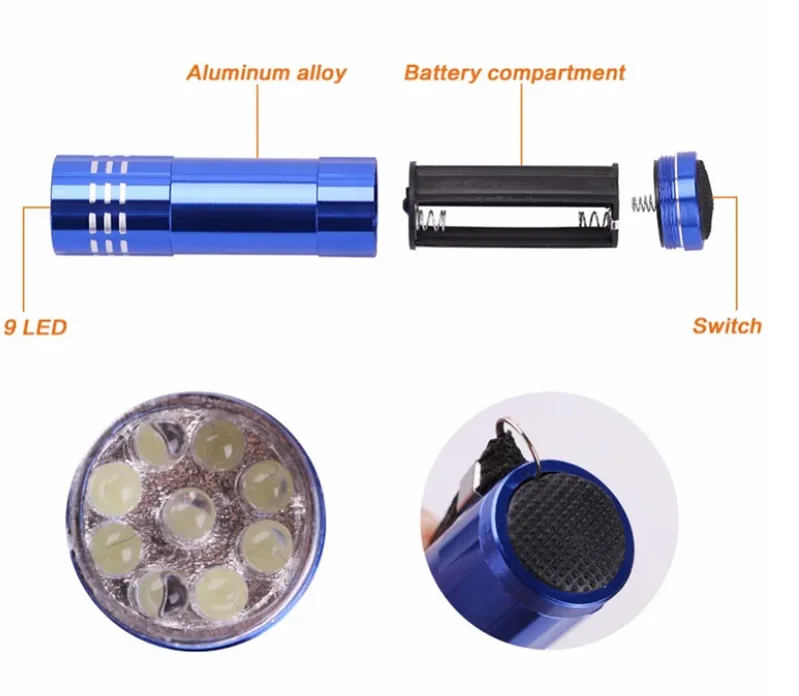 3AAA 9LED Aluminum Alloy Emergency Cheap Flashlight