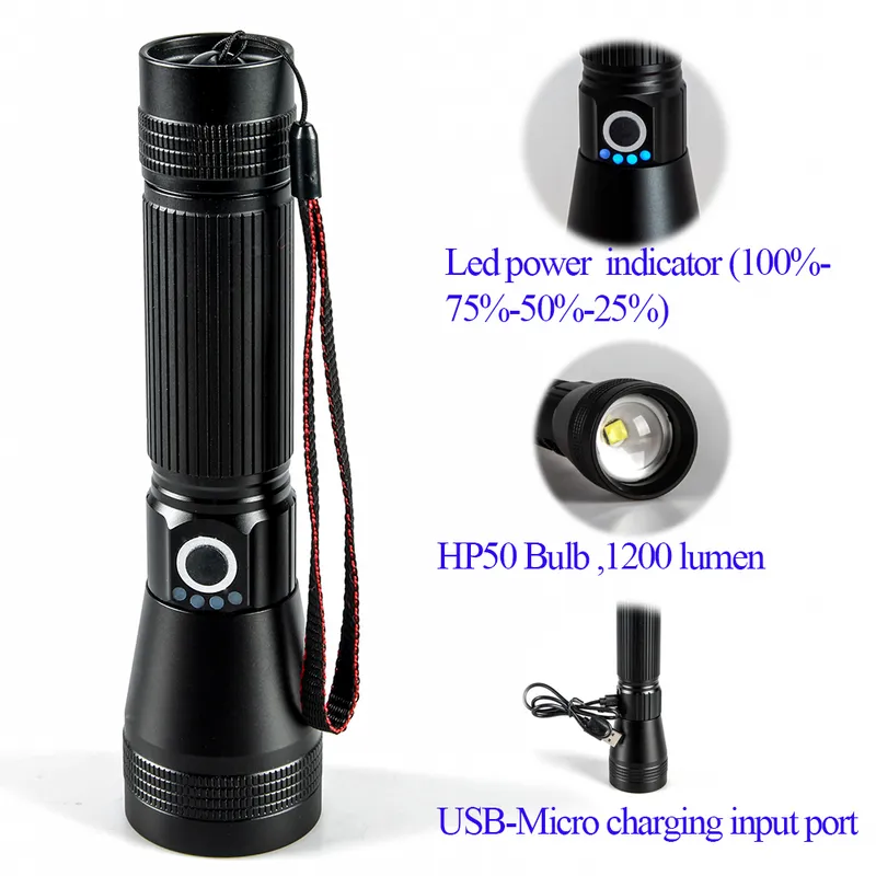 Yichen Rechargeable Aluminum LED Torch & Flashlight with Magnet Base