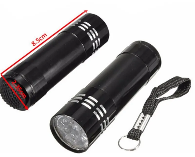 Mini 9LED Aluminium UV Torch LED Flashlight Black Light