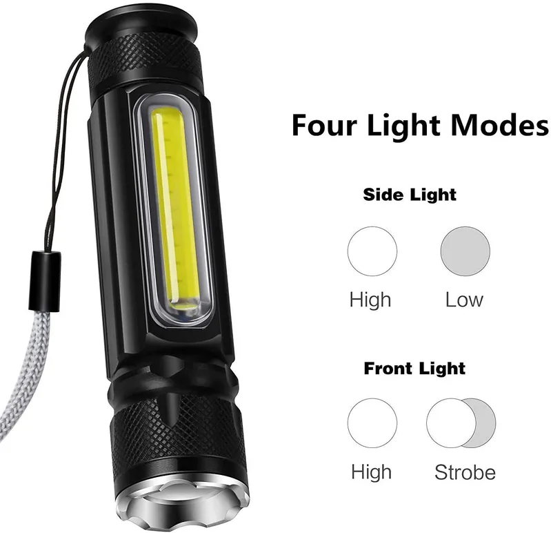 Super Bright Aluminum LED COB Torch Light Rechargeable LED Work Flashlight