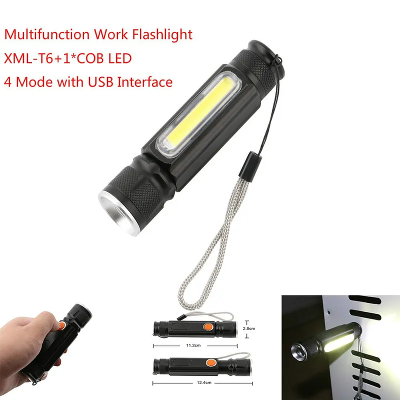 Adjustable Aluminum with Side Light Magnetic Tactical Flashlight