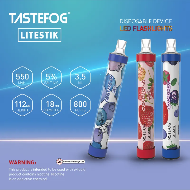 Tastefog Wholesale Ready to Ship 800puff Disposable Vape Pen with Rbg Flashlights