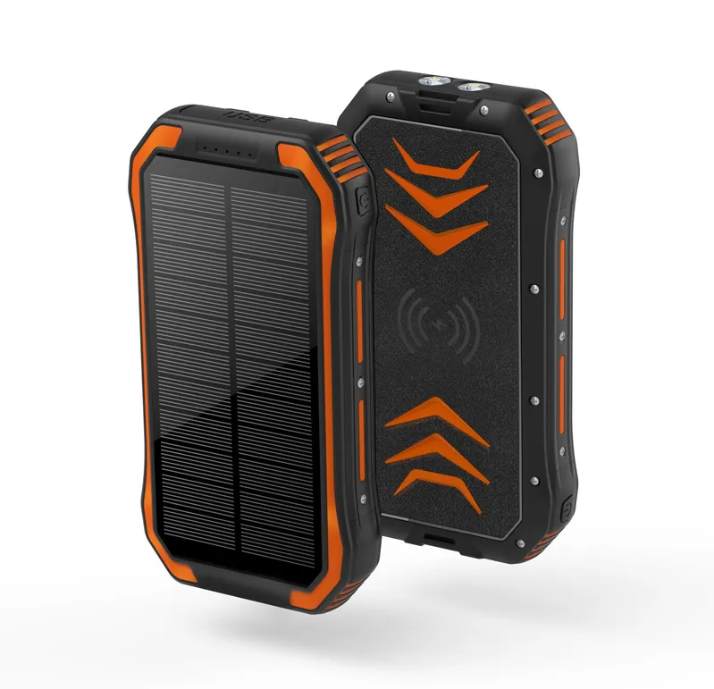 Fast Charge Outdoor Usge Sos Mode 30000mAh LED Flashlight Waterproof Solar Wirelesspower Bank