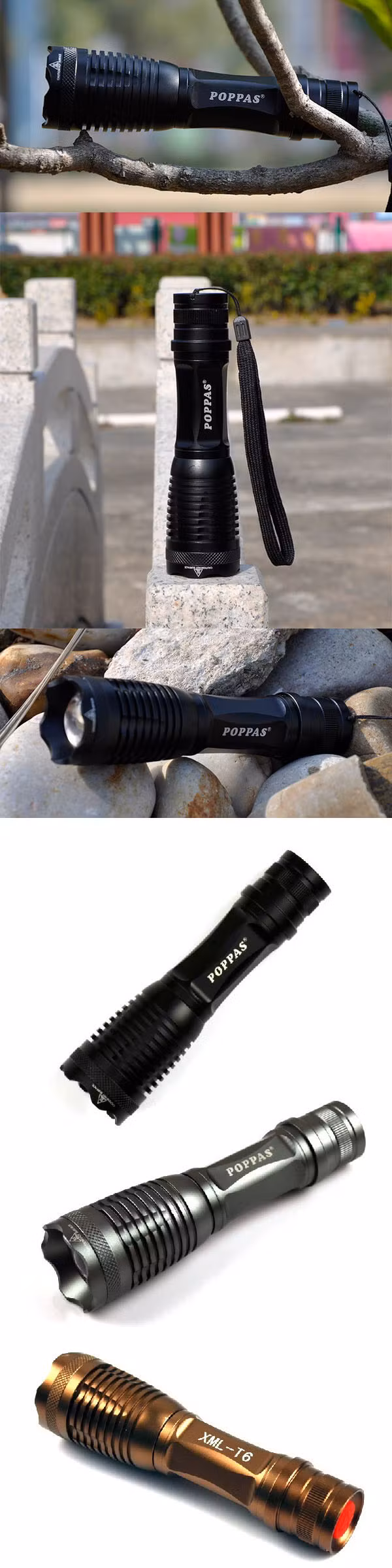 18650 Rechargeable Telescopic CREE Xm-L T6 High Power Flashlight