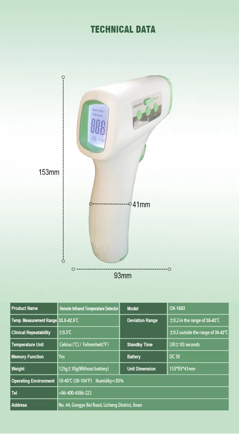 Non Contact Forehead Digital Infrared Forehead Thermometer Forehead