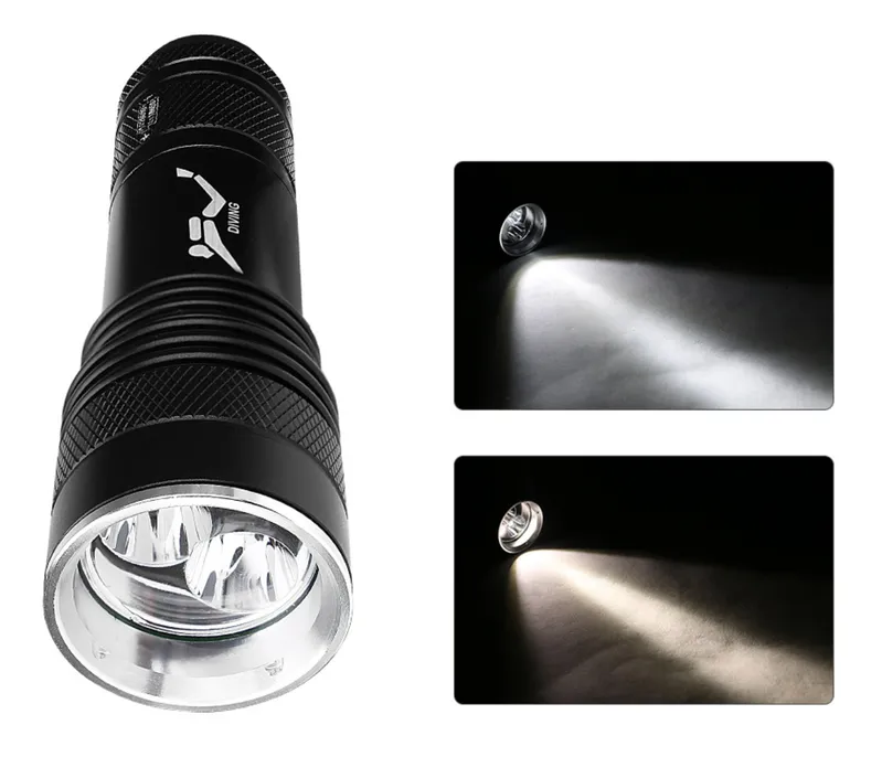 Magnetic Torch Portable Waterproof Dual Color LED Diving Flashlight