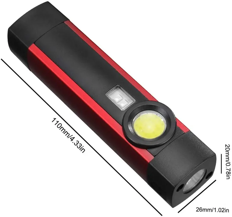 Portable Rechargeable Magnetic Flashlight Dual LED Color UV Work Light